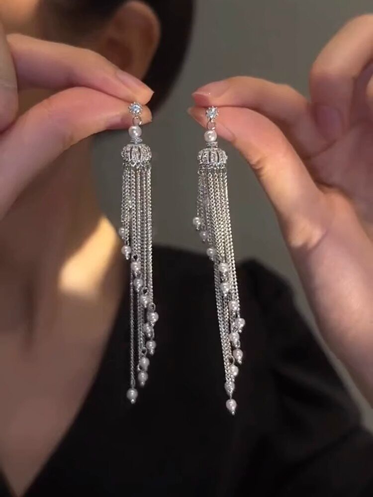 奥特莱斯清仓捡漏限时特价S925银针长款流苏皇冠耳环outlets配饰,居家布艺,珠子/钻饰/花朵等配饰,淘宝优惠券,粉丝福利购,淘宝优惠卷