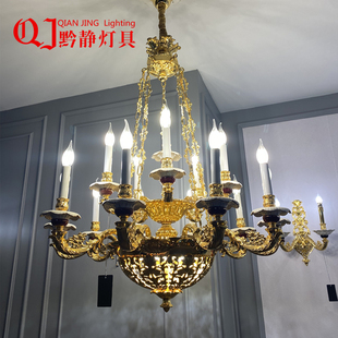 楼中空吊灯 复古客厅灯奢华复式 5522欧式 陶瓷灯饰别墅大厅灯具法式