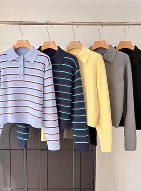 女装柔棉质休闲长袖T恤POLO领针织衫/毛衣上衣新款R484503/48297