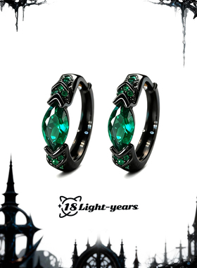 「18光年」S999纯银耳环荷鲁斯之眼中性冷淡风黑色高级感耳环原创