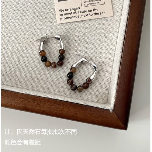 「18光年」925银针古风国潮玛瑙耳钉女小众设计ins风气质耳饰秋冬