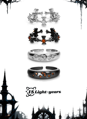 18光年 暗黑风十字架戒指女小众高级感个性可调节复古食指冷淡风