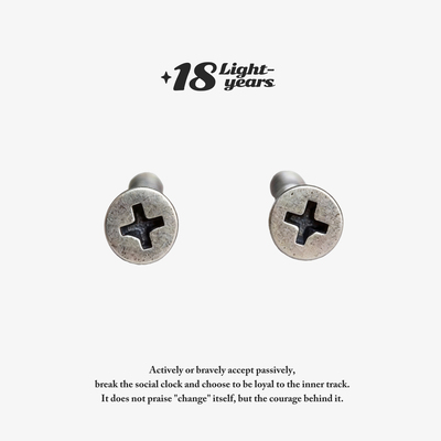 18光年暗夜s925泰银朋克嘻哈风格街头螺丝耳钉时尚钉子另类新款