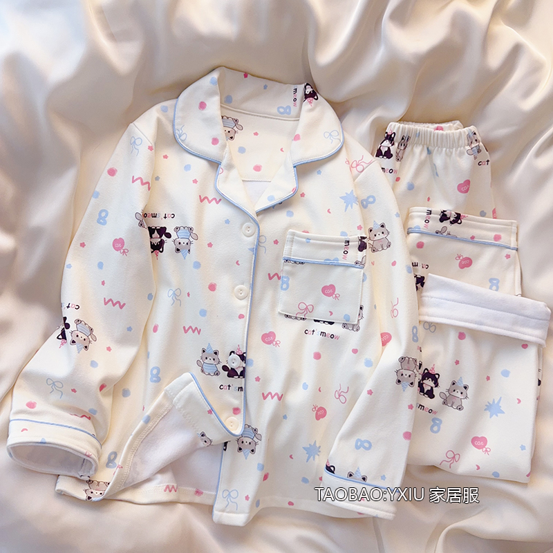 睡衣女童2025新款德绒小女孩初中生秋冬季儿童卡通长袖长裤家居服