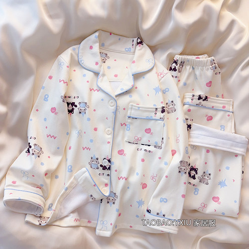 睡衣女童2025新款德绒小女孩初中生秋冬季儿童卡通长袖长裤家居服