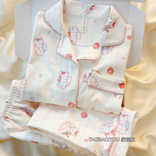 Kitty猫儿童睡衣秋冬长袖德绒2025新款女童宝宝小女孩家居服套装