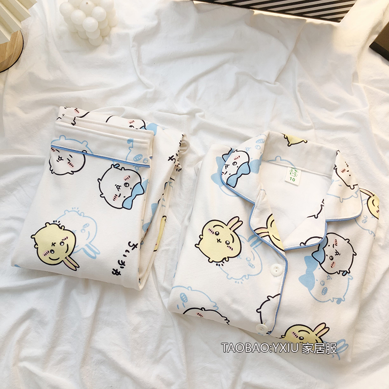 chikawa儿童睡衣秋冬保暖德绒加厚吉伊小八乌萨奇女童亲子家居服