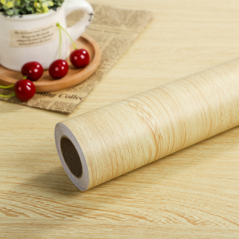 榉木加厚浅黄木色木纹贴纸自粘仿木防水柜子原木板实木家具翻新