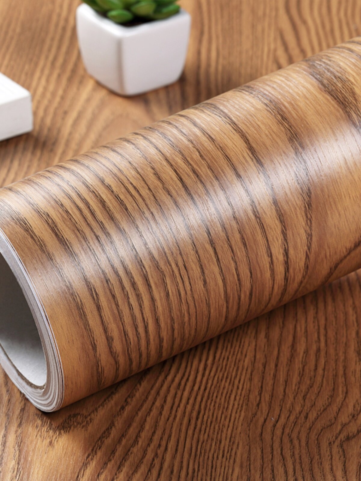 水曲柳加厚防水自粘复古墙纸桌面家具翻新仿古木纹贴纸木质波音纸