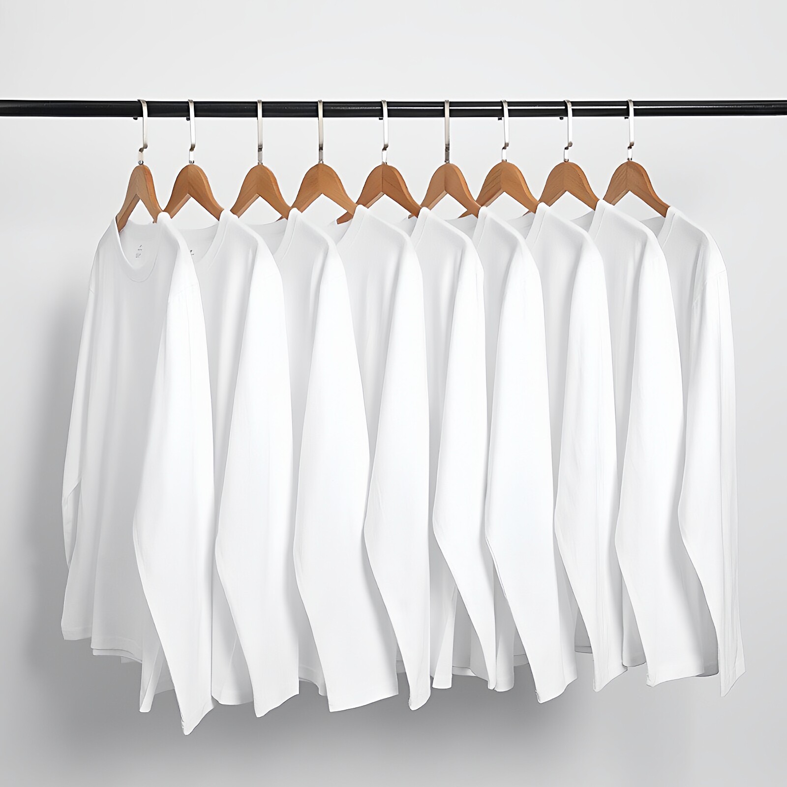 汇美重磅纯棉长袖T恤女男女同款纯色白色圆领宽松百搭打底衫秋冬