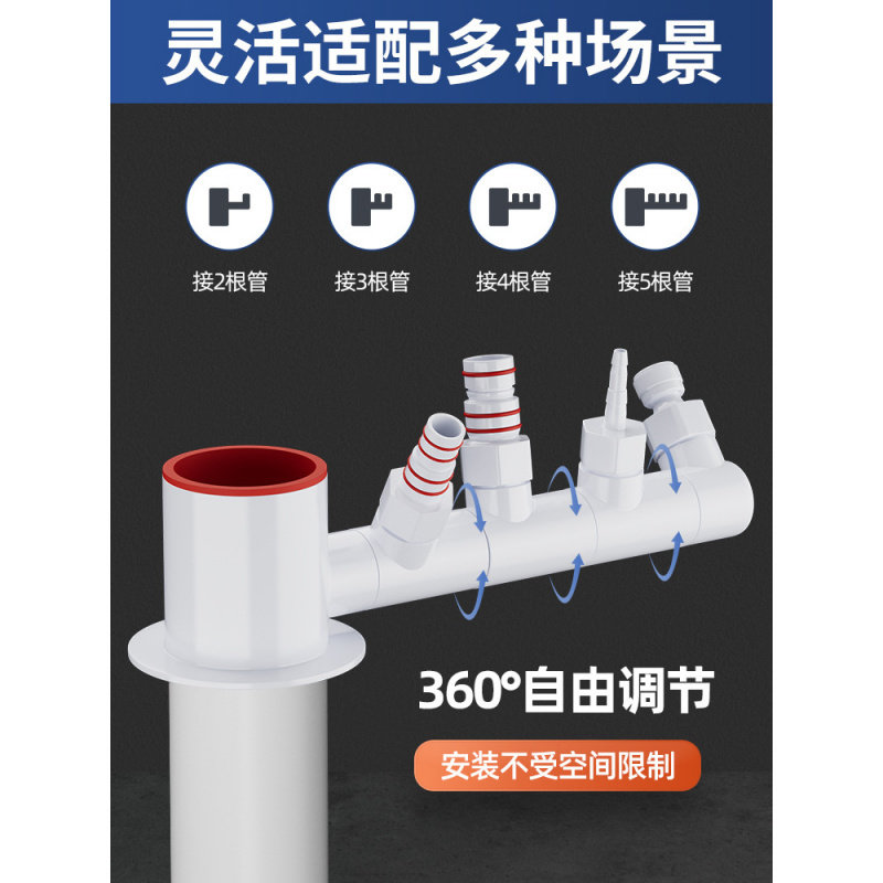 厨房下水管三通前置过滤器排水管道水槽洗碗机净水器多功能接头通