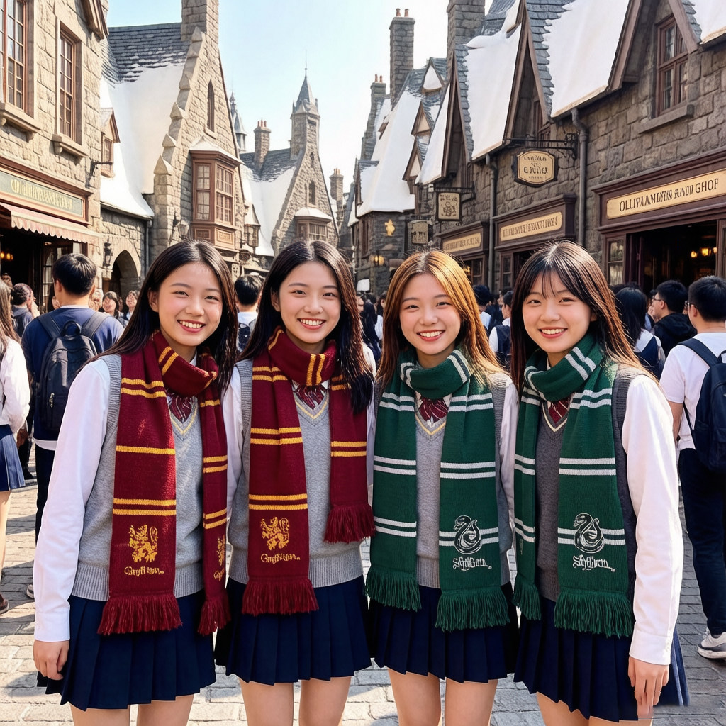 哈利波特刺绣款围巾保暖秋冬季哈利周边环球影城四大学院刺绣围巾