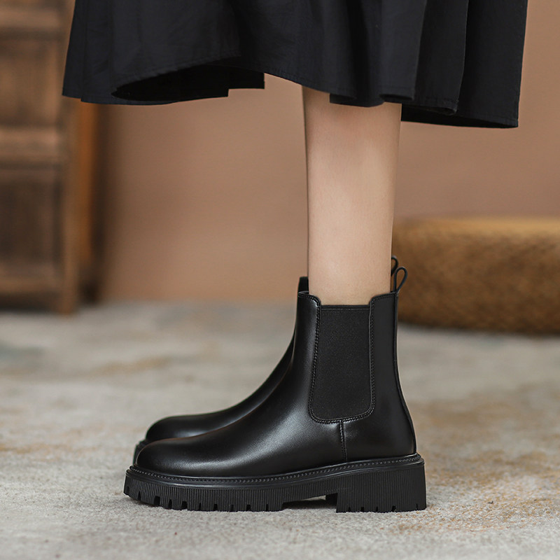 LEATHER PLATFORM MARTIN BOOTS WOMENS UK FALL WINTER 2023 NEW CHELSEA BOOTS BOOTS VELVET BOOTS