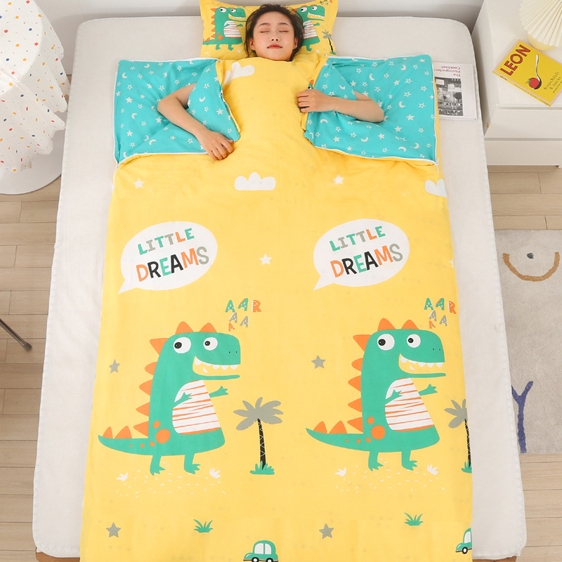 睡袋儿童中大童防踢被神器学生四季通用款纯棉可脱胆秋冬季加厚款