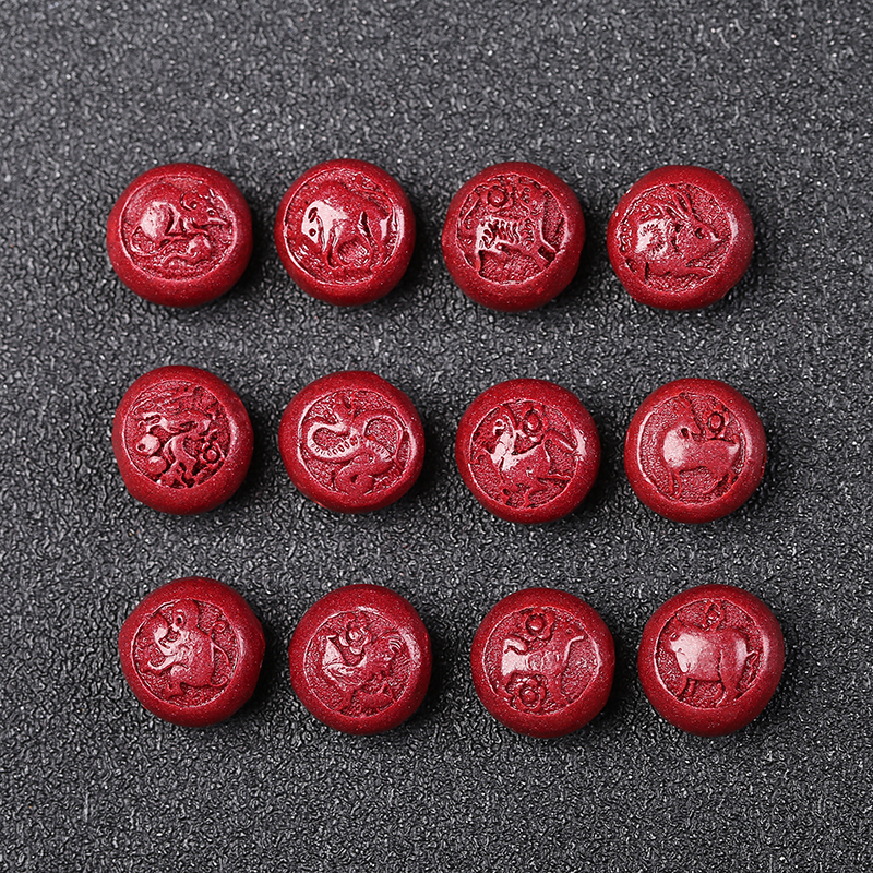 天然帝王紫金朱砂十二生肖鼠牛虎兔龙蛇马羊猴鸡狗猪12mm散珠配件