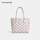 蔻驰City33新款 情人节礼物 COACH 托特包彩色花朵皮质单肩手提包