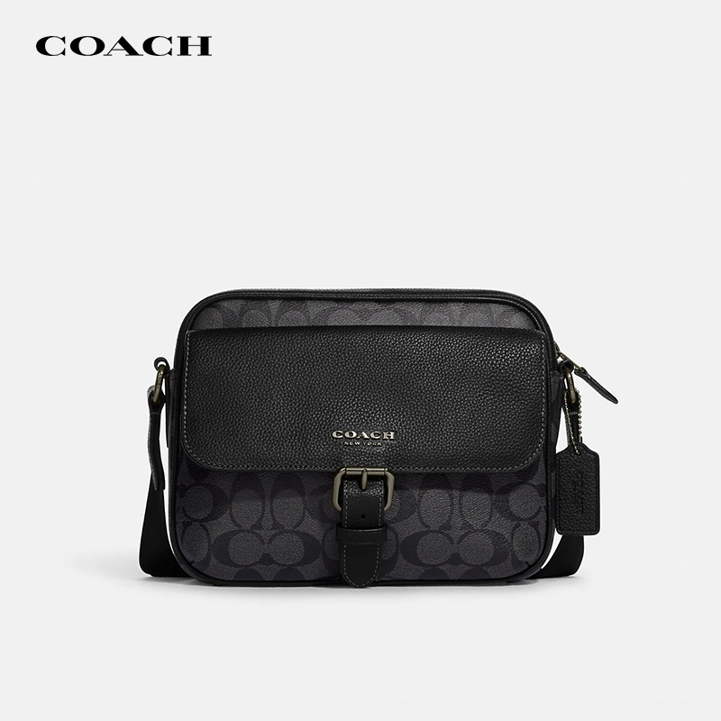 【官方授权】COACH/蔻驰Hudson男士简约斜挎包经典老花百搭单肩包