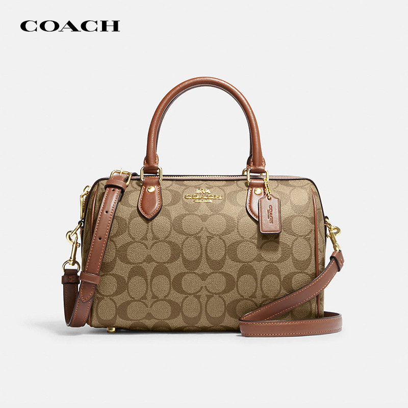【官方授权】COACH/蔻驰Rowan系列波士顿包经典老花手提包斜挎包