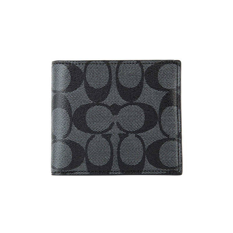 COACH/蔻驰男士纯色牛皮钱包PVC压花浮雕钱短款钱夹 74993 74991