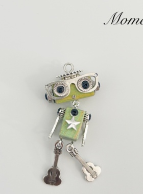 蒸汽朋克机器人diy项链吊坠钥匙扣吉他摇滚配饰手工创意挂件
