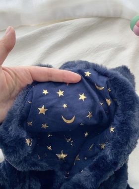 98-152英单男女童藏蓝色刺绣猫咪吸血鬼万圣节斗篷披风