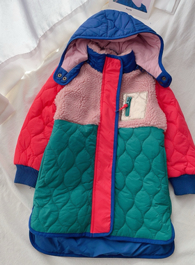 98-164英单bd女童春夹薄棉服棉衣娃娃领连帽绗棉外套保暖儿童童装