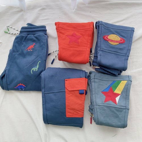 98-164英单BD男女童纯棉彩色五角星毛圈运动长裤儿童中大童裤子