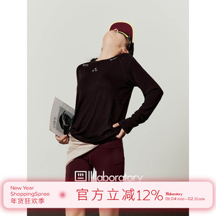 周里物出品「酷酷嘻嘻」黑色T恤女2025户外山系羊毛户外长袖上衣