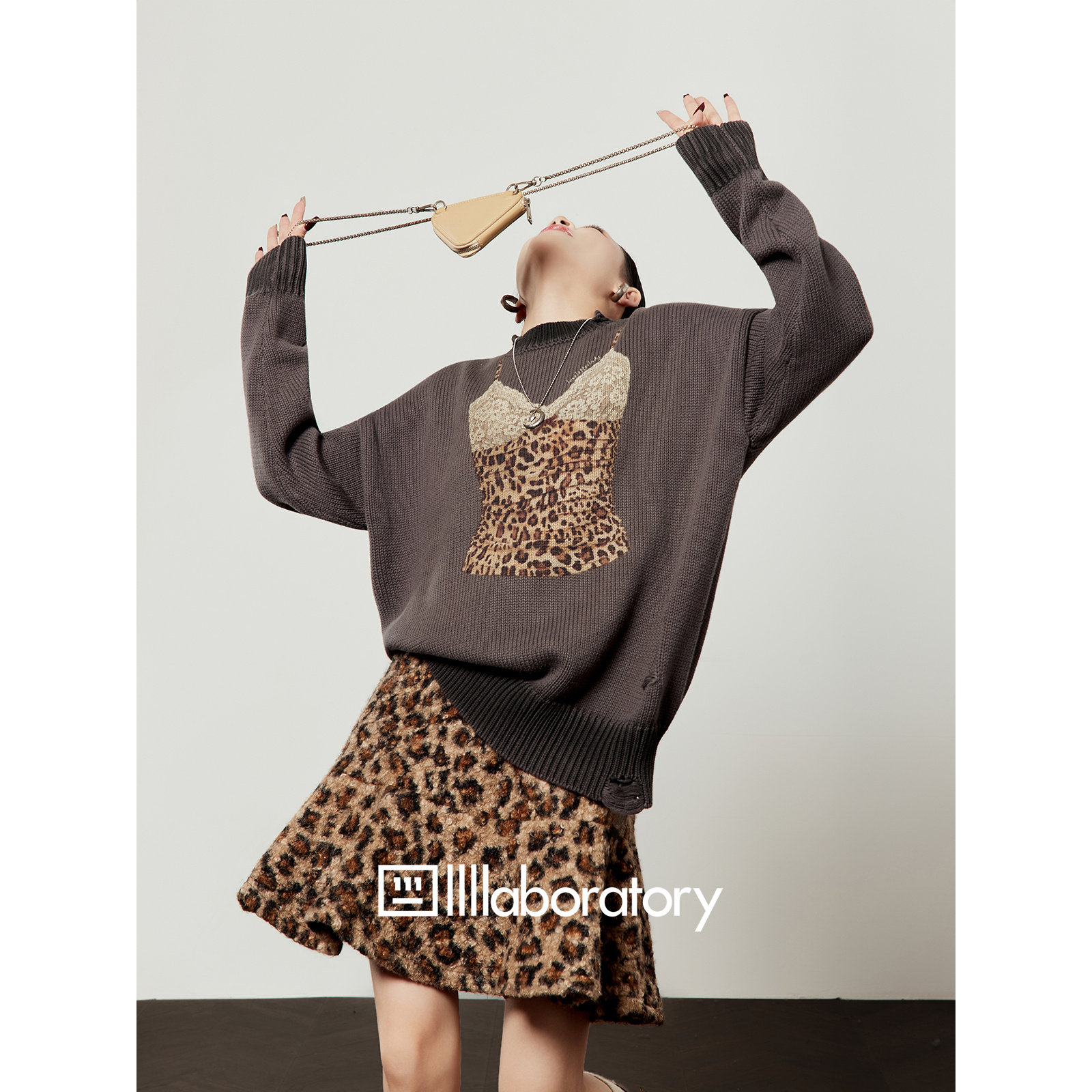 周里物「曜影」豹纹针织毛衣女秋季复古潮流百搭宽松显瘦上衣新款,女装/女士精品,毛衣,淘宝优惠券,粉丝福利购,淘宝优惠卷
