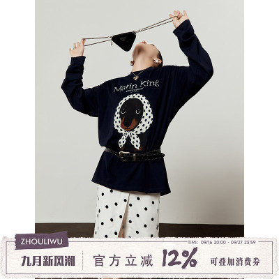 卡通小狗印花宽松百搭T恤