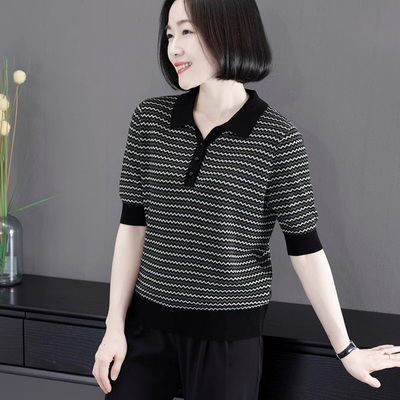 女士针织短袖宽松高端天丝小衫夏