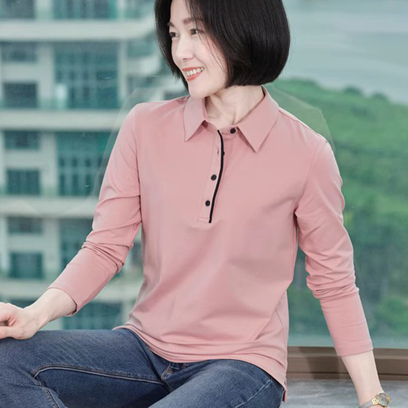 polo衫长袖上衣春秋新款莫代尔打底衫正肩显瘦女t恤秋衣外穿2025