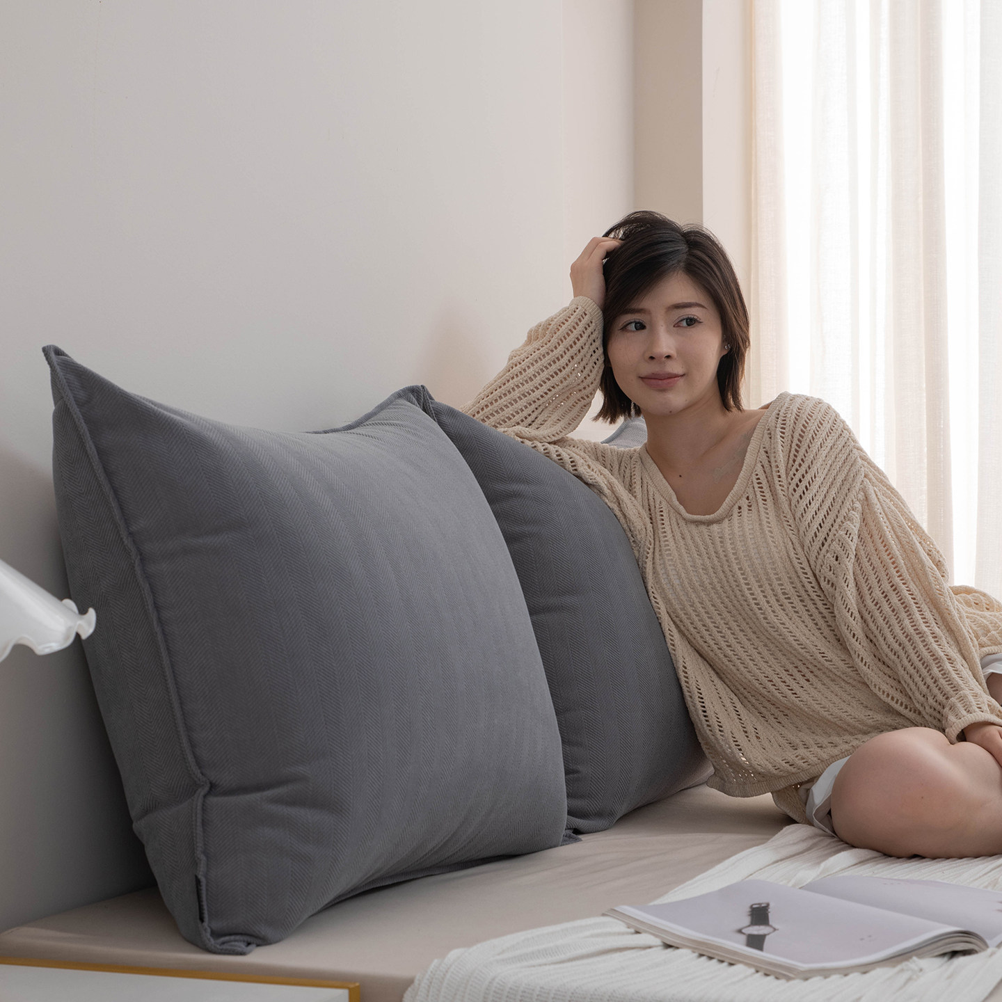 2025新款床头靠枕沙发靠垫抱枕北欧软包大靠背枕头客厅榻榻米床靠