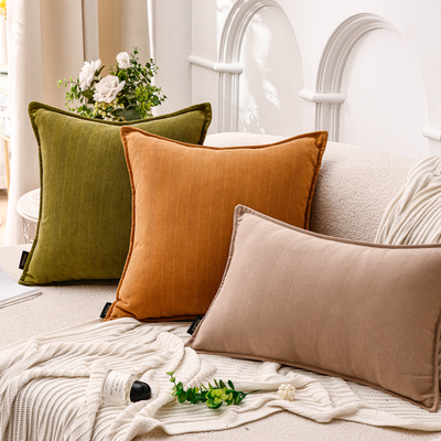 雪尼尔抱枕套大靠垫奶油风靠枕绿色客厅沙发枕头轻奢靠背垫高级感