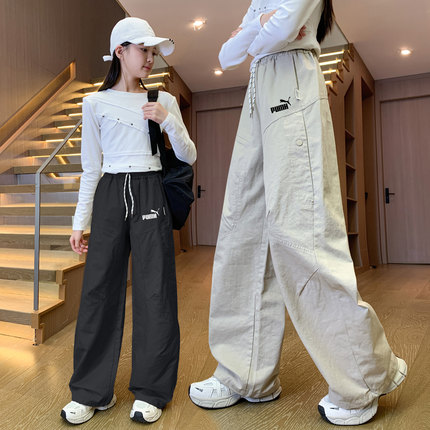 奥莱女童裤子休闲裤春秋新款儿童时尚长裤中大童女孩洋气直筒裤潮