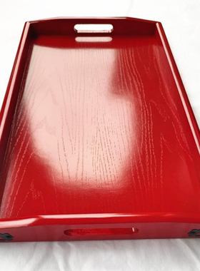 红色木质托盘茶盘长方形水杯托盘 供盘 木盘子家用结婚敬茶盘喜盘