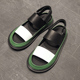 绿白拼色厚底真皮罗马凉鞋 情侣款 男女 时尚 潮鞋 夏季 欧洲站走秀款