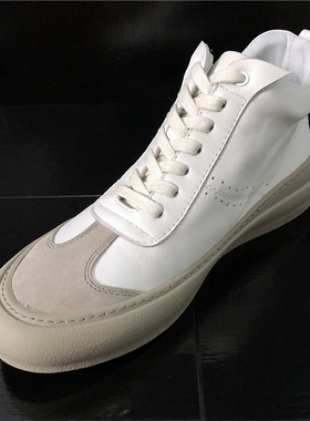 春季复古休闲男鞋原创国潮青年厚底磨砂真皮拼接款休闲高帮板鞋男