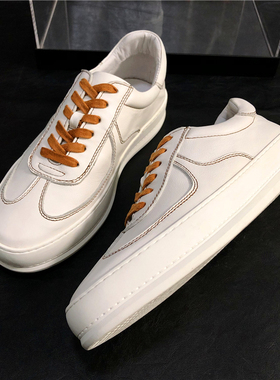 春季百搭休闲男鞋国潮ins潮鞋青年小白鞋增高厚底真皮低帮板鞋男