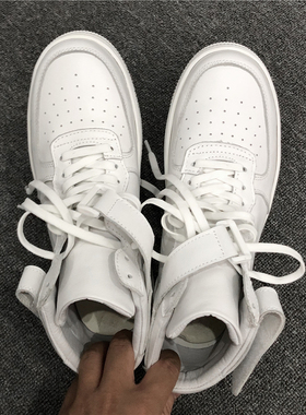 空军一号男鞋 魔术贴小白鞋欧洲站潮鞋5cm增高厚底真皮高帮板鞋男