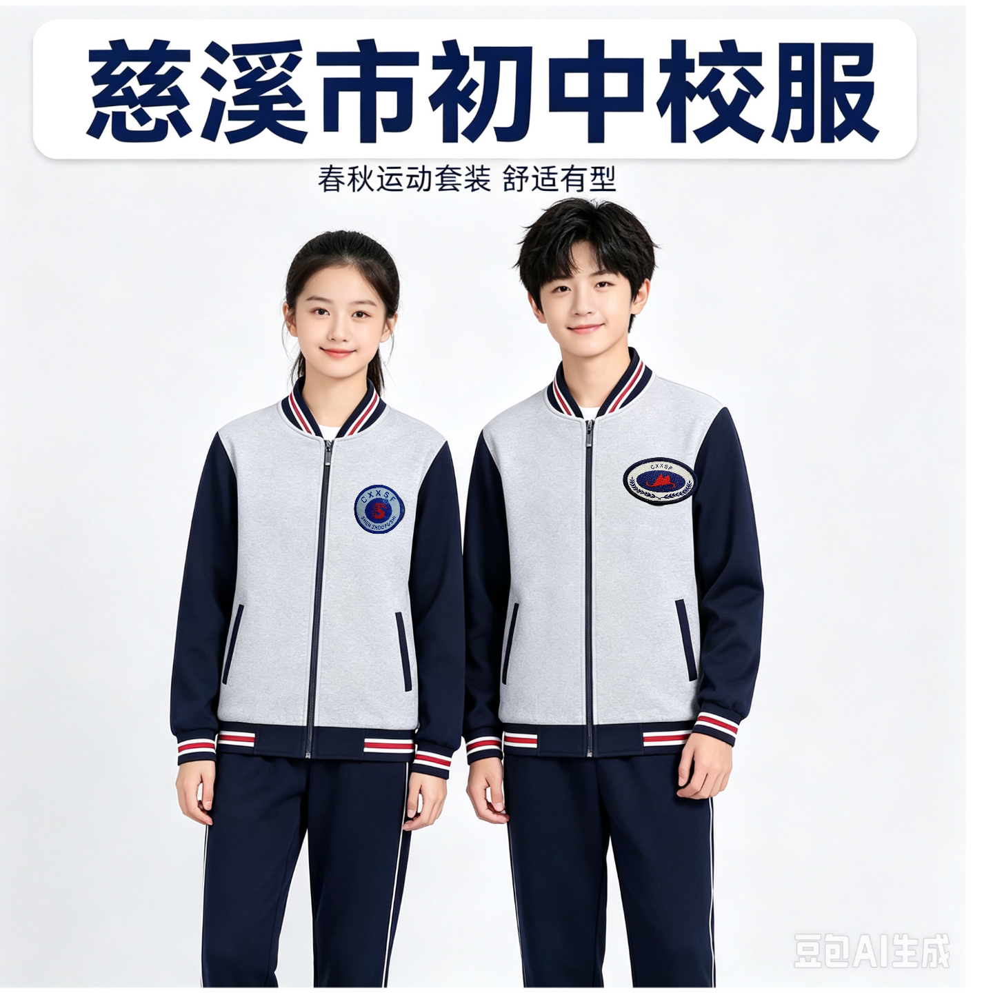 慈溪初中校服秋裤宁波科学中学短袖学校同款圆领上衣套装