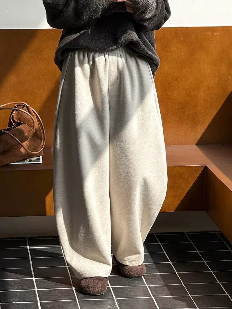 225827新款高腰显瘦宽松阔腿女休闲百搭长裤可收裤脚的裤