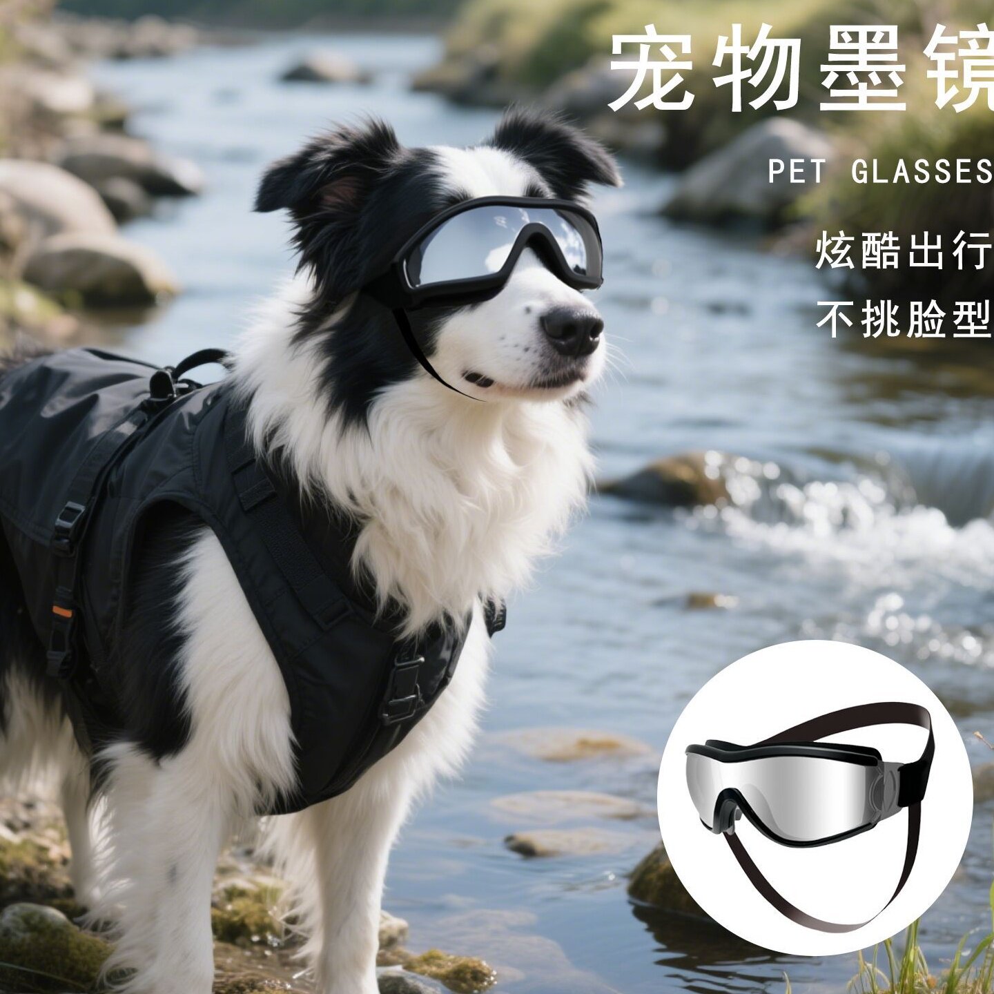 【好物体验专享】狗狗墨镜边牧金毛防风眼镜缅因猫护目镜太阳镜