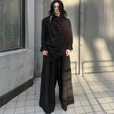 不规则设计走秀气质小众高领衬衫