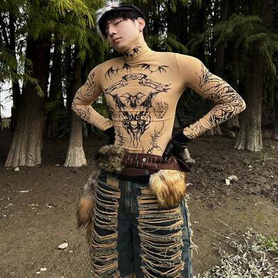 修身打底JPG风亚文化超显瘦长袖T