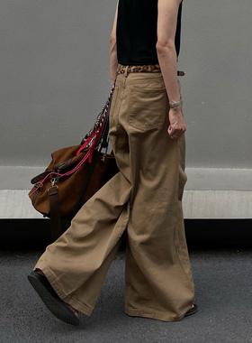 INFiniTEHF小众设计复古大廓形走秀款拖地宽松高腰裤西装牛仔裤男