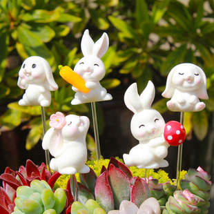 多肉花盆装饰小配件可爱兔子插件花插苔藓微景观造景摆件diy材料