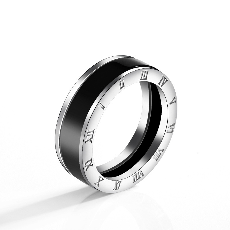 S925银镶天然A货翡翠墨翠戒指方戒玉石时尚指环可调节男女款