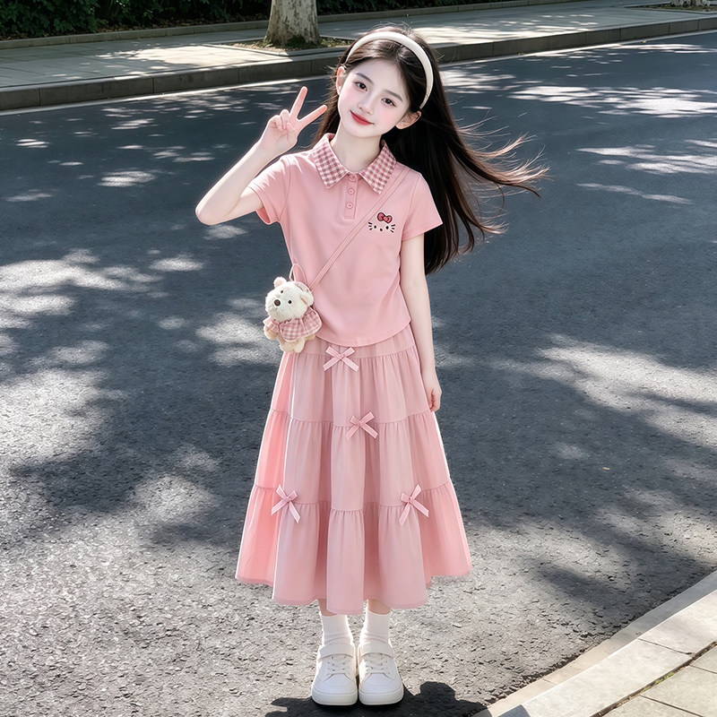 女童夏套装2026新款洋气小女孩独特漂亮衣服儿童夏季短袖连衣裙子
