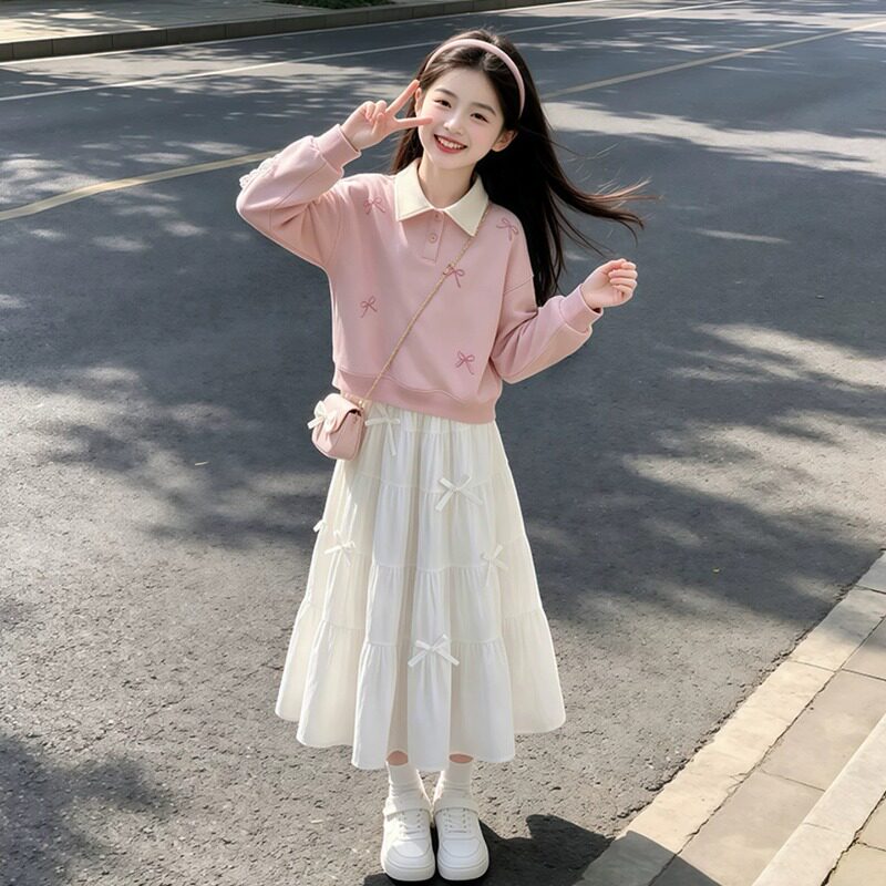 女童套装2026秋季新款大童秋装裙子韩系穿搭女孩卫衣半身裙两件套